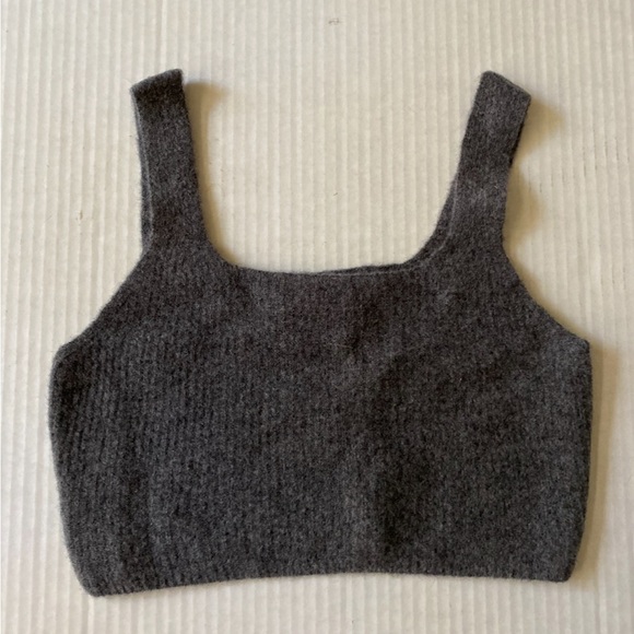 Everlane Cozy Stretch Crop Tank Top Ribbed Wool/Yak/Nylon Dark Grey M NWT - Picture 12 of 12
